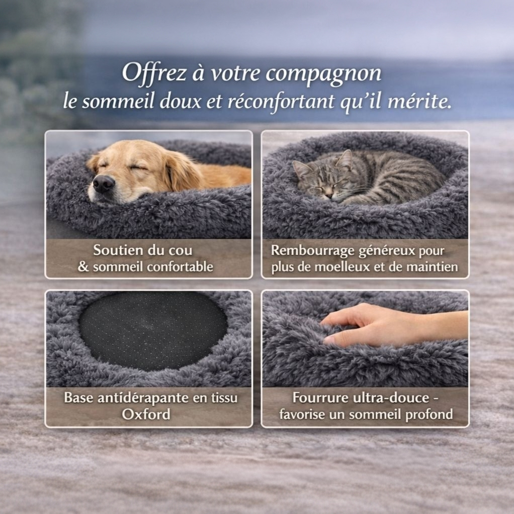Lit en peluche pour chien et chat – 5 tailles 50-90 cm – Confort chaud et doux
