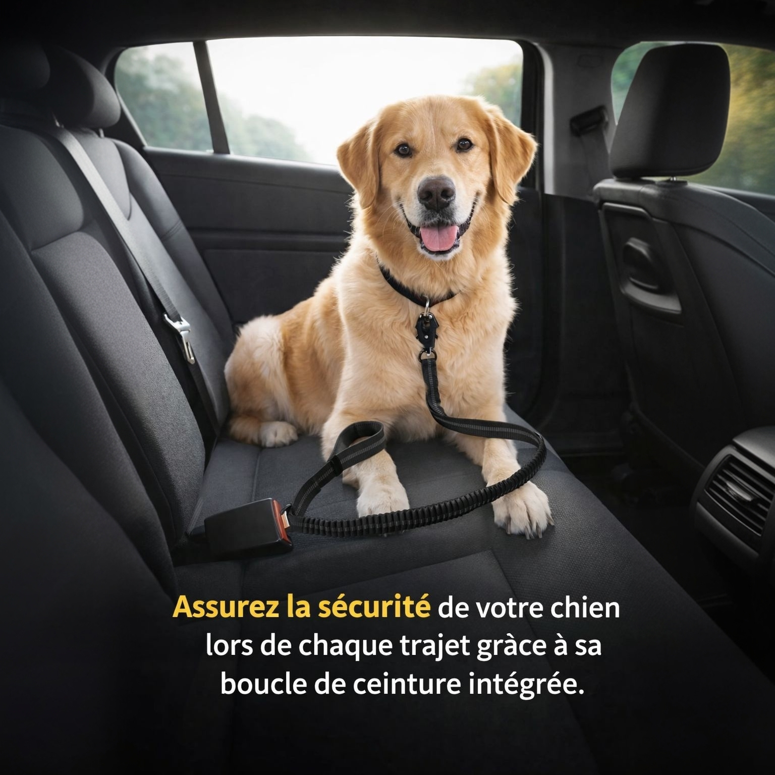 Laisse Anti-Traction pour Chien – Réfléchissante, Anti-Tirage avec Attache Ceinture