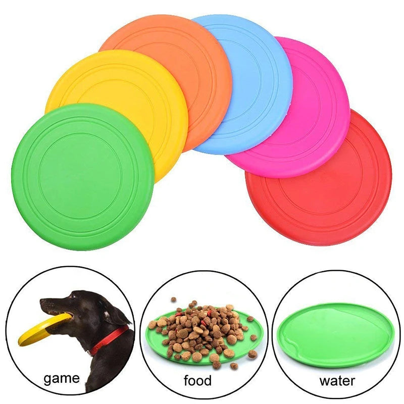 Dog Toy Flying Disc Silicone Material Sturdy Resistant Bite Mark Repairable Pet Outdoor Training Entertainment Throwing Type Toy