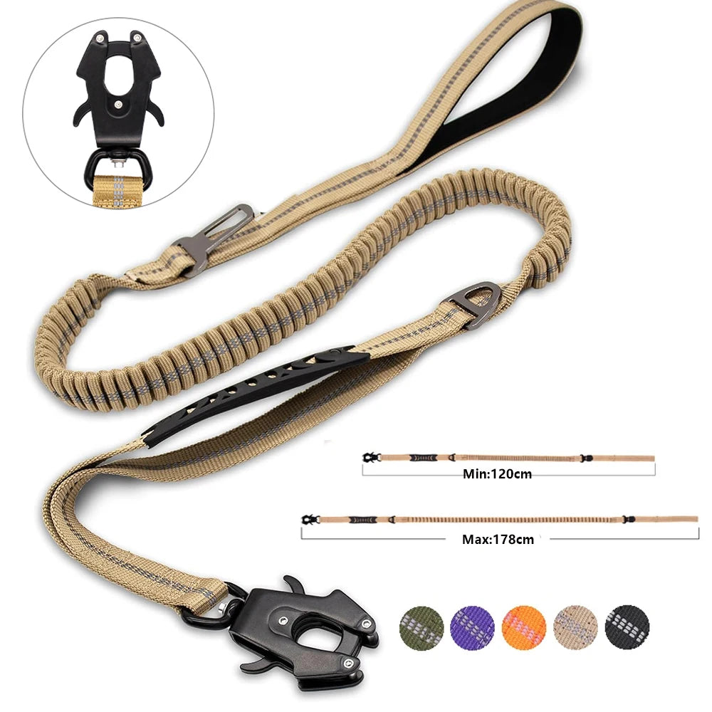Laisse Anti-Traction pour Chien – Réfléchissante, Anti-Tirage avec Attache Ceinture