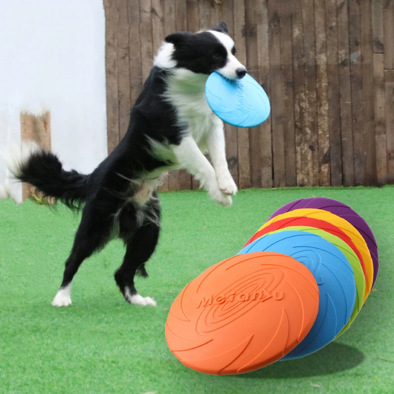 Dog Toy Flying Disc Silicone Material Sturdy Resistant Bite Mark Repairable Pet Outdoor Training Entertainment Throwing Type Toy