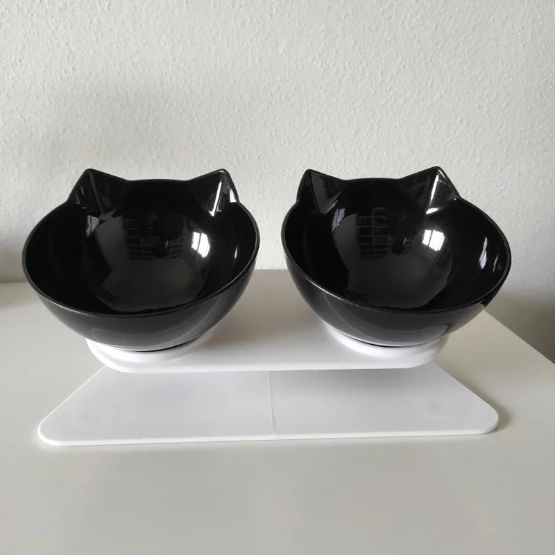 Gamelle Double pour Chat – Incliné 15° avec Support Séparable