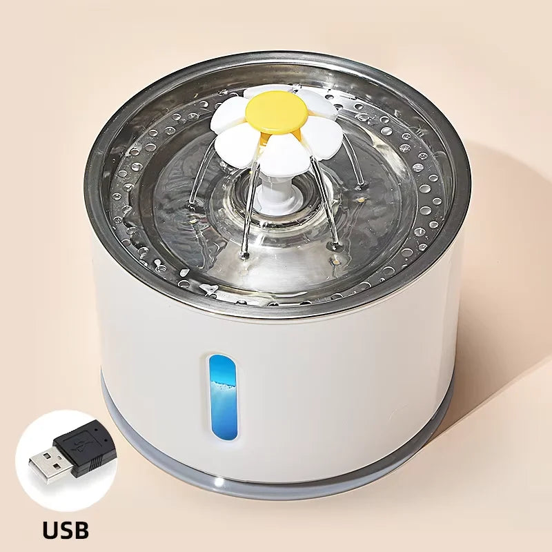 Fontaine à eau automatique chat & chien – Acier inoxydable 2,4 L