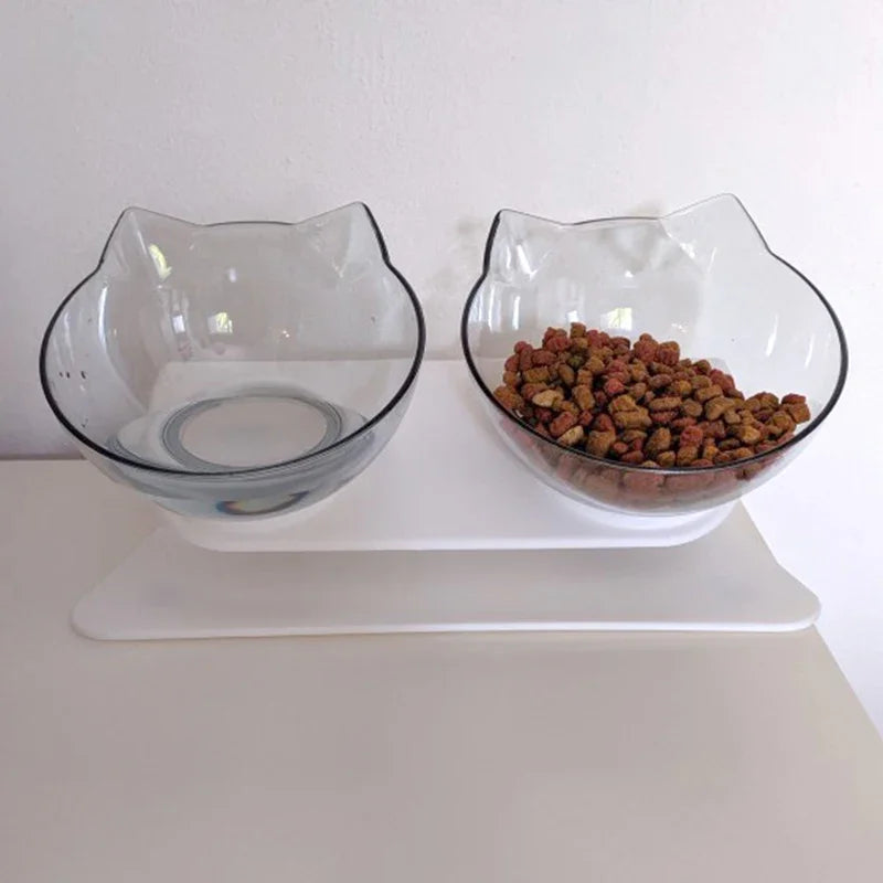 Gamelle Double pour Chat – Incliné 15° avec Support Séparable
