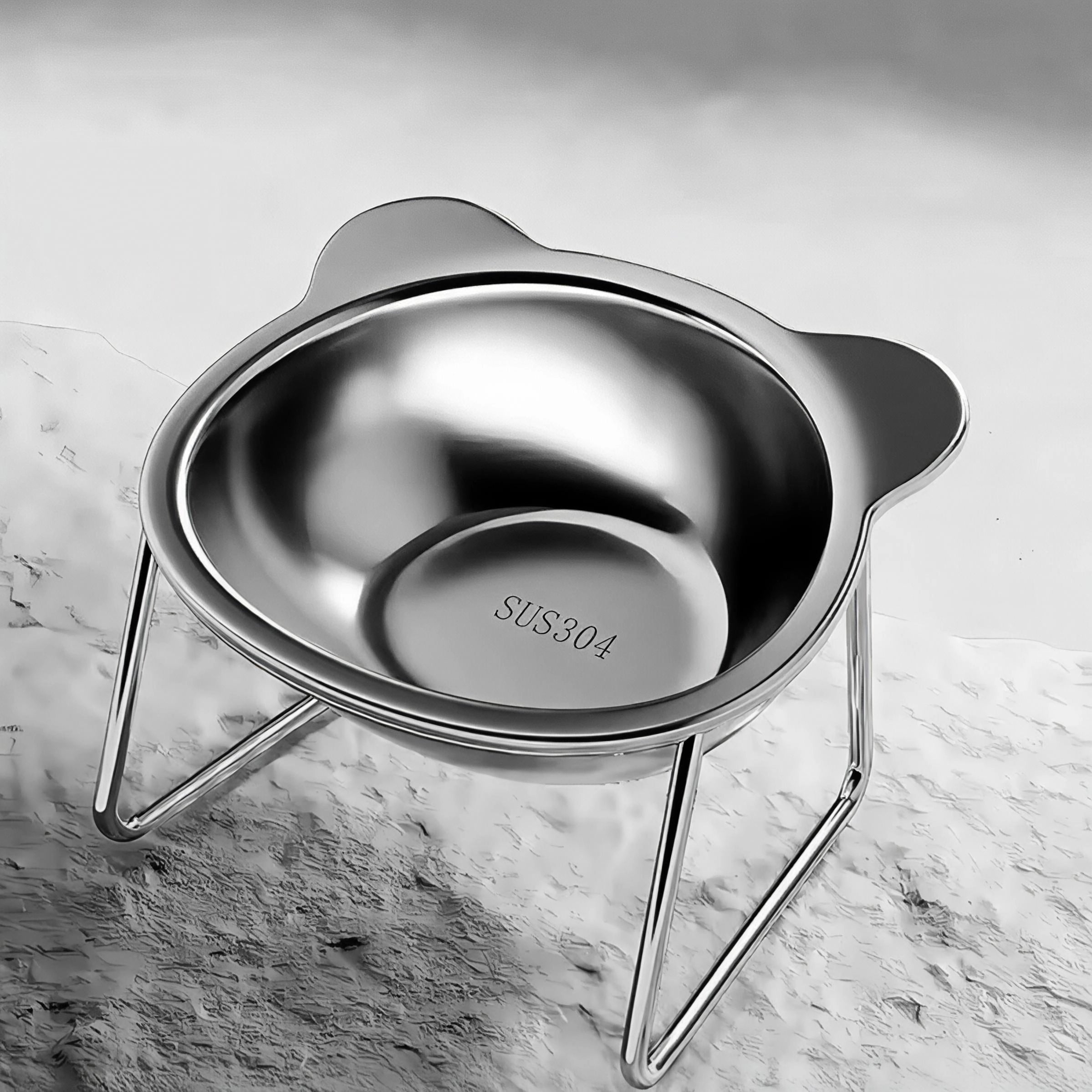 Gamelle surélevée en inox pour chat – Confort & stabilité