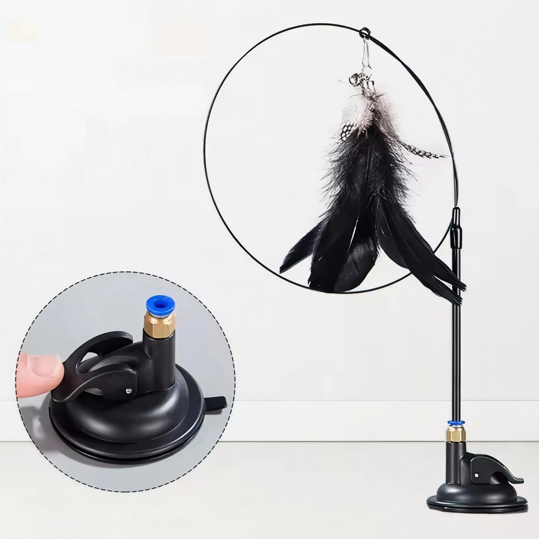 Jouet interactif pour chat – Ventouse et plumes