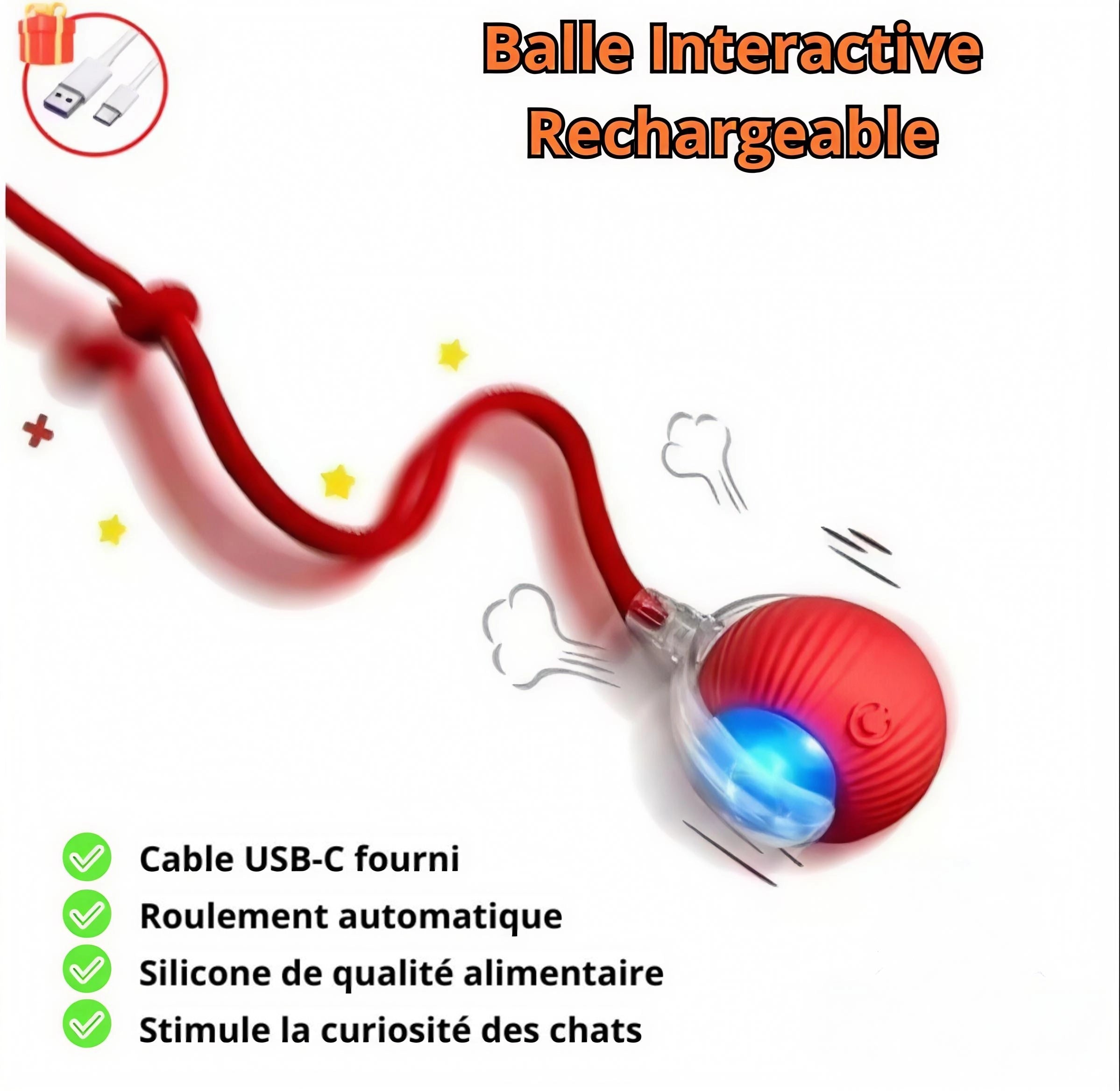 Balle interactive pour chat – stimulante et ludique