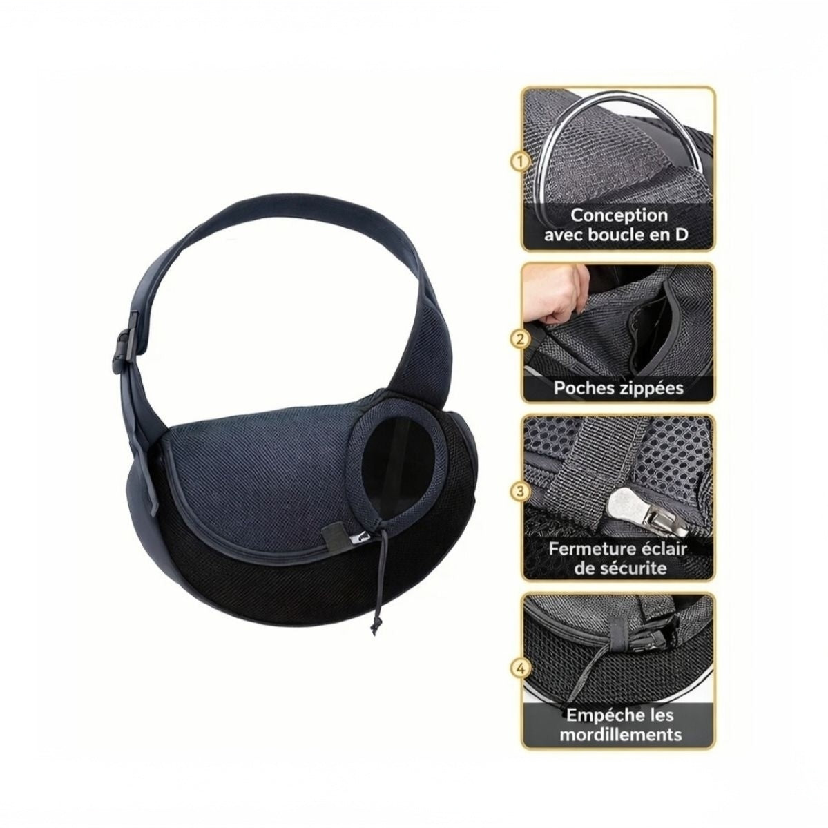 Sac de transport bandoulière pour petit chien – Sac portable respirant , idéal pour balades, randonnées et voyages