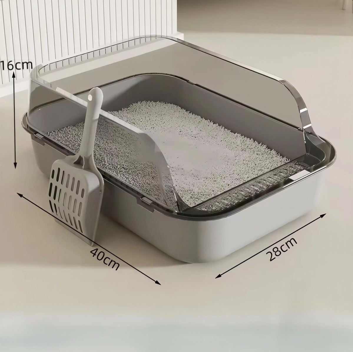 Bac à litière semi-fermé pour chat – propre et ventilé