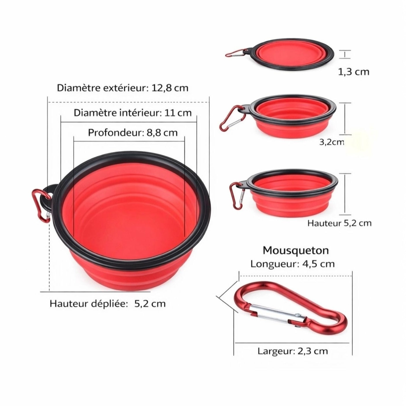 Bol Portable Pliable pour Chien et Chat – Silicone Durable pour Nourriture et Eau