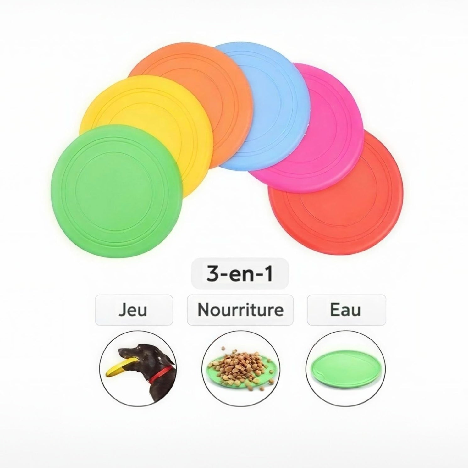 Frisbee en silicone pour chien – Résistant & idéal pour l’extérieur