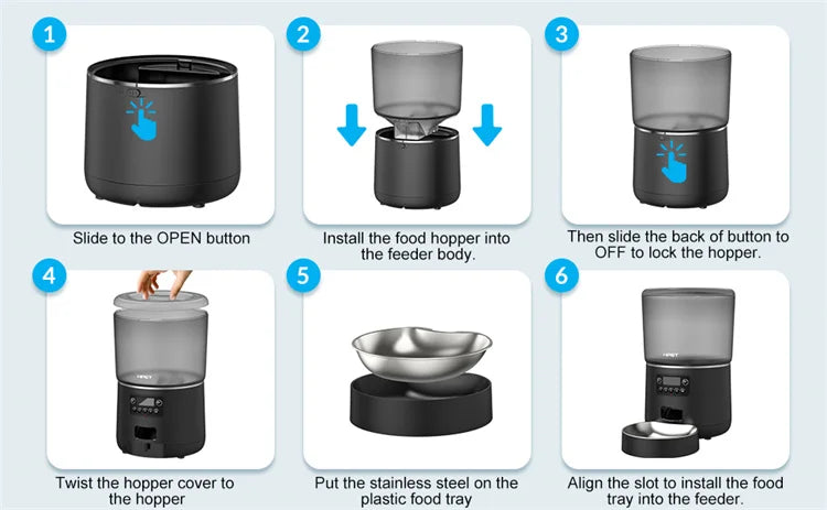 NPET 4L Automatic smart pet feeder for cats dogs multiple pets with stainless steel bowl Customize healthy food 1-9 portions