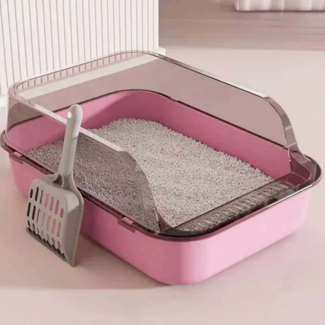 Bac à litière semi-fermé pour chat – propre et ventilé